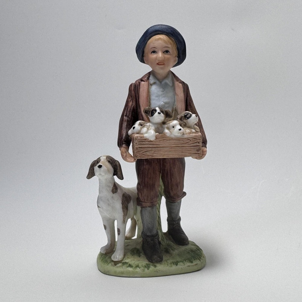 Vintage NRM, INC. Resin Statue Puppy Love By Norman Rockwell Multicolor Standard